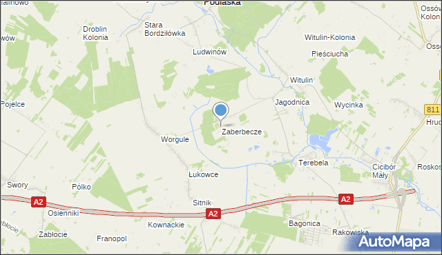 mapa Zaberbecze, Zaberbecze na mapie Targeo